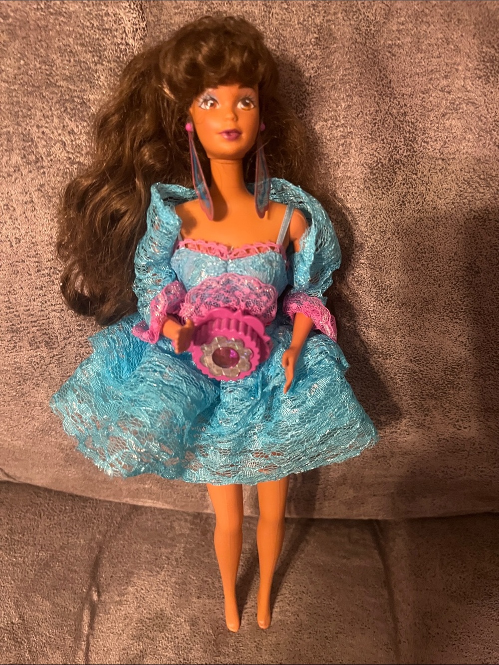 Vintage 1990 Mattel Lights and Lace Teresa Barbie Doll #9727- Rare Steffie Face